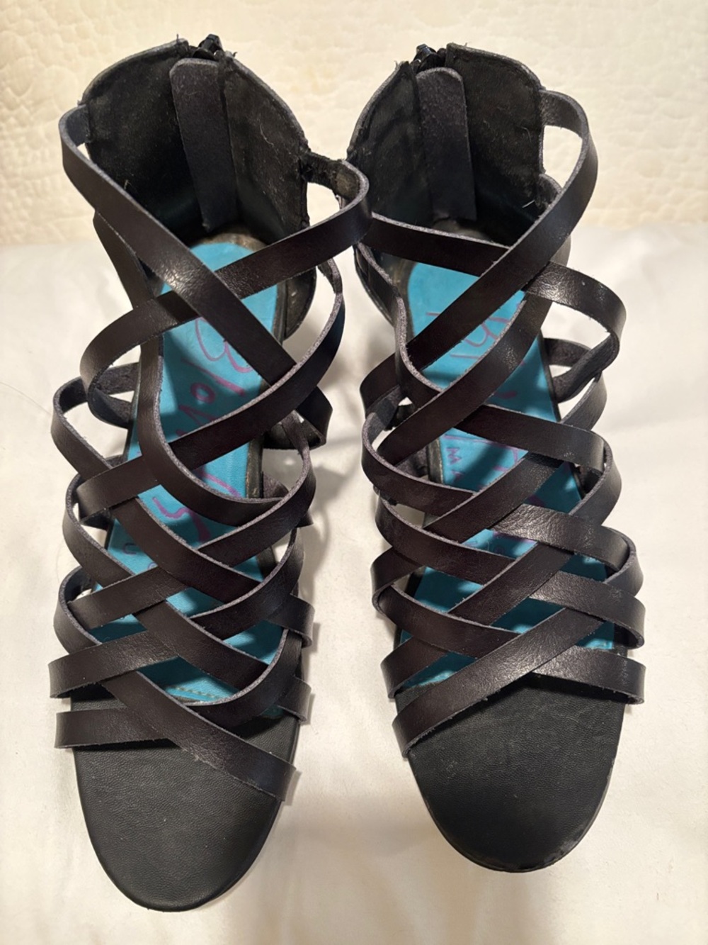 Strappy Black Crisscross High-Heel Sandals